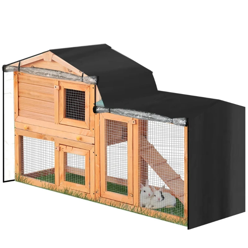 

Rabbit Hutch Cover for Double-Decker Hutches Dust Cover Waterproof Windproof Pet Cage Cover for Birds in Winter 2 Sizes