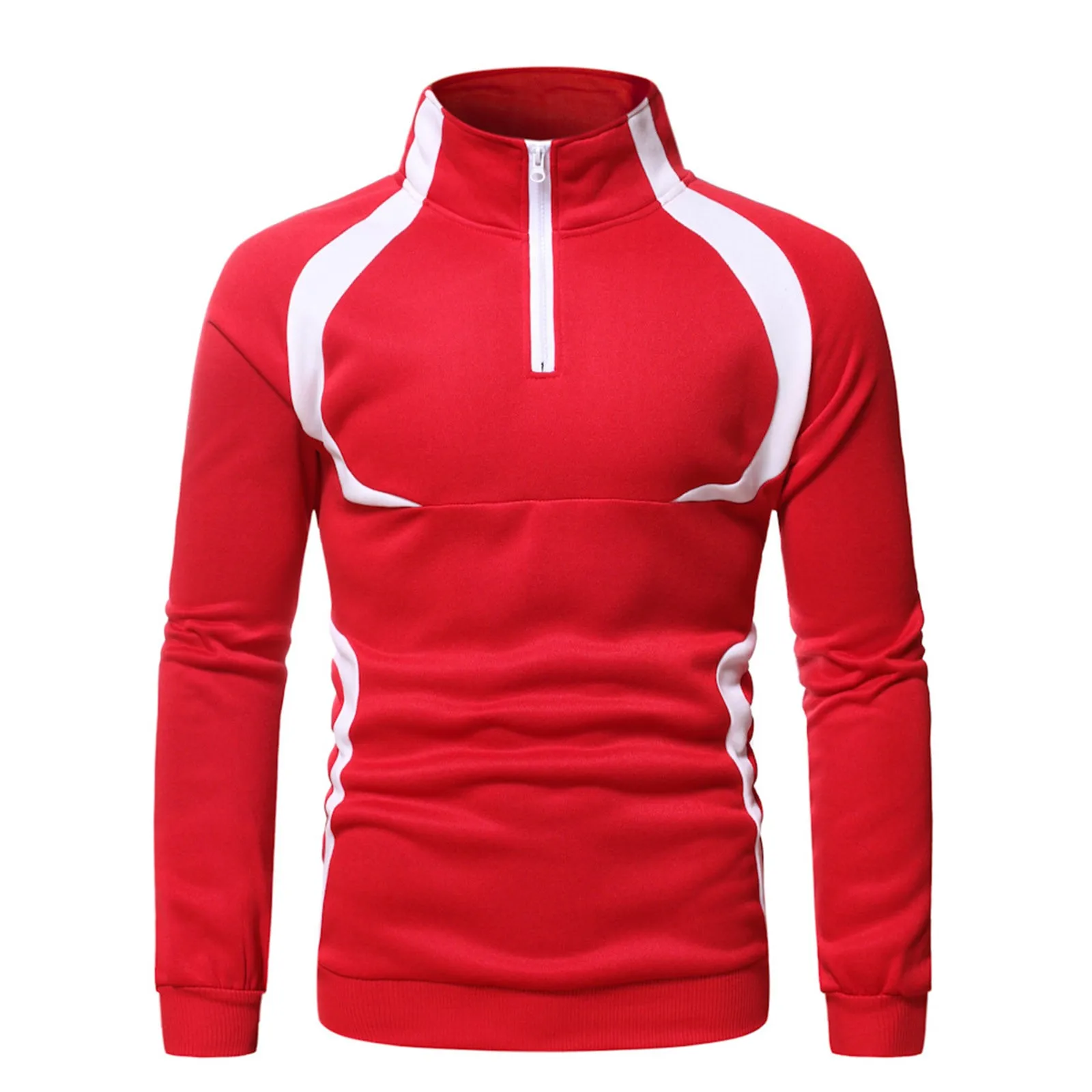 

Men'S Stitching High Neck Sweatshirt Spring And Autumn Pullover Zipper Casual Tops Light Men's Hoodies Teen Clothing School