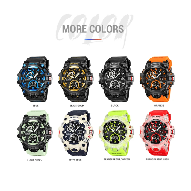 2023 New STRYVE Men's Watch Fashion Trend Double Movement Men's Watch Luminous Calendar Multifunctional Waterproof Watches 8027