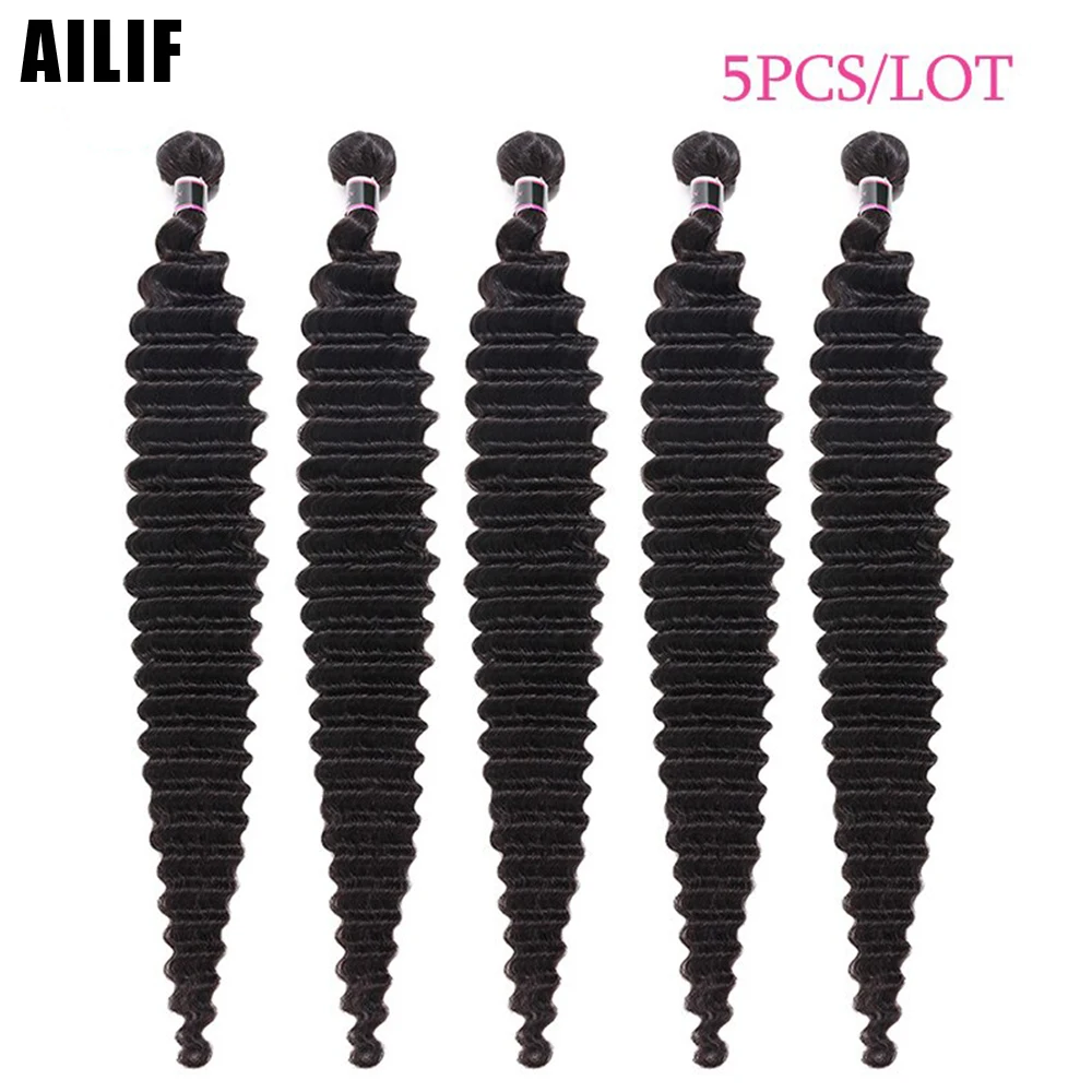

AILIF Wholesale Deep Wave Bundles Deal 5Ps/lot 10Pcs/lot Brazilian Hair Bundle Remy Hair Extensions Buy In Bulk Free Shipping