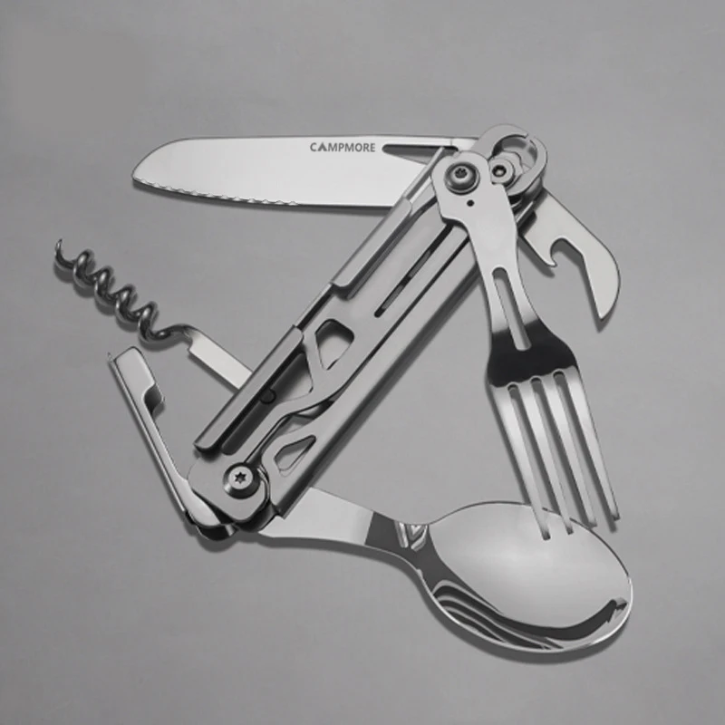 

Camping Cutlery Outdoor Folding Tableware Knife Fork Spoon Bottle Opener Stainless Steel Camping Utensils Equipment