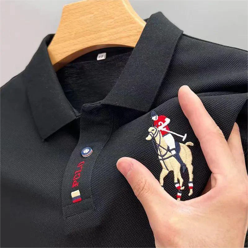 High quality men's pure cotton embroidered POLO shirt 2023 summer new high-end business leisure sports lapel short-sleeved T-shi
