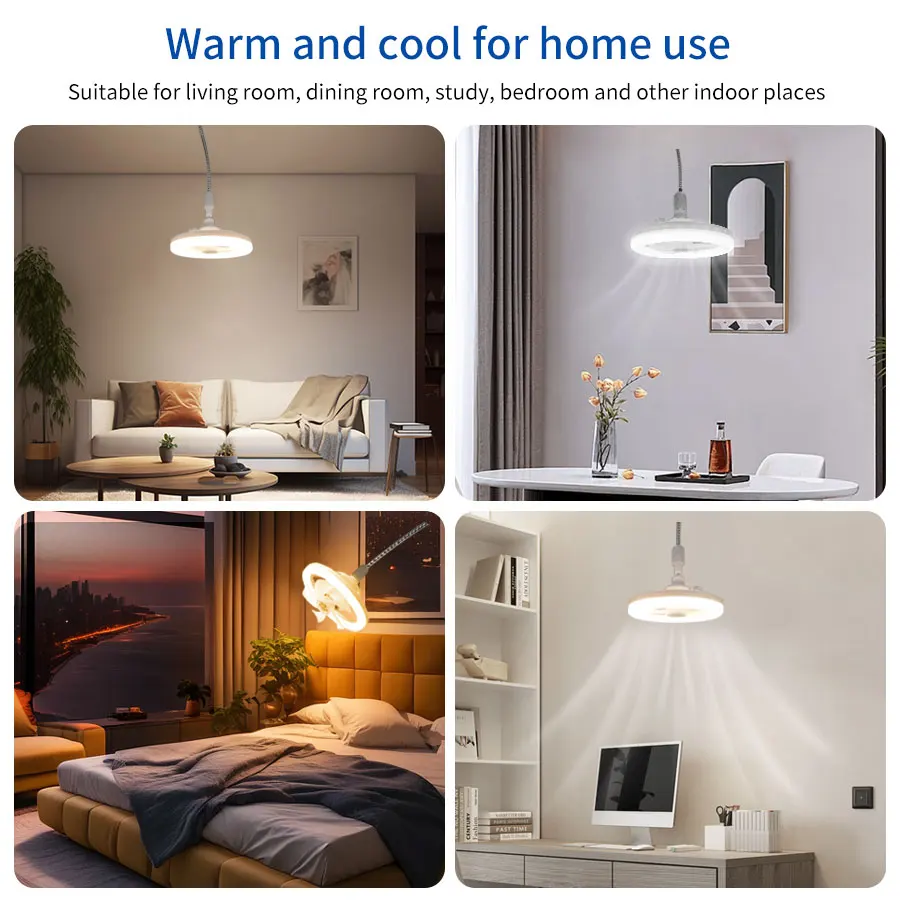 Потолочный вентилятор с дистанционным управлением 85-265 в E27 3 цветов