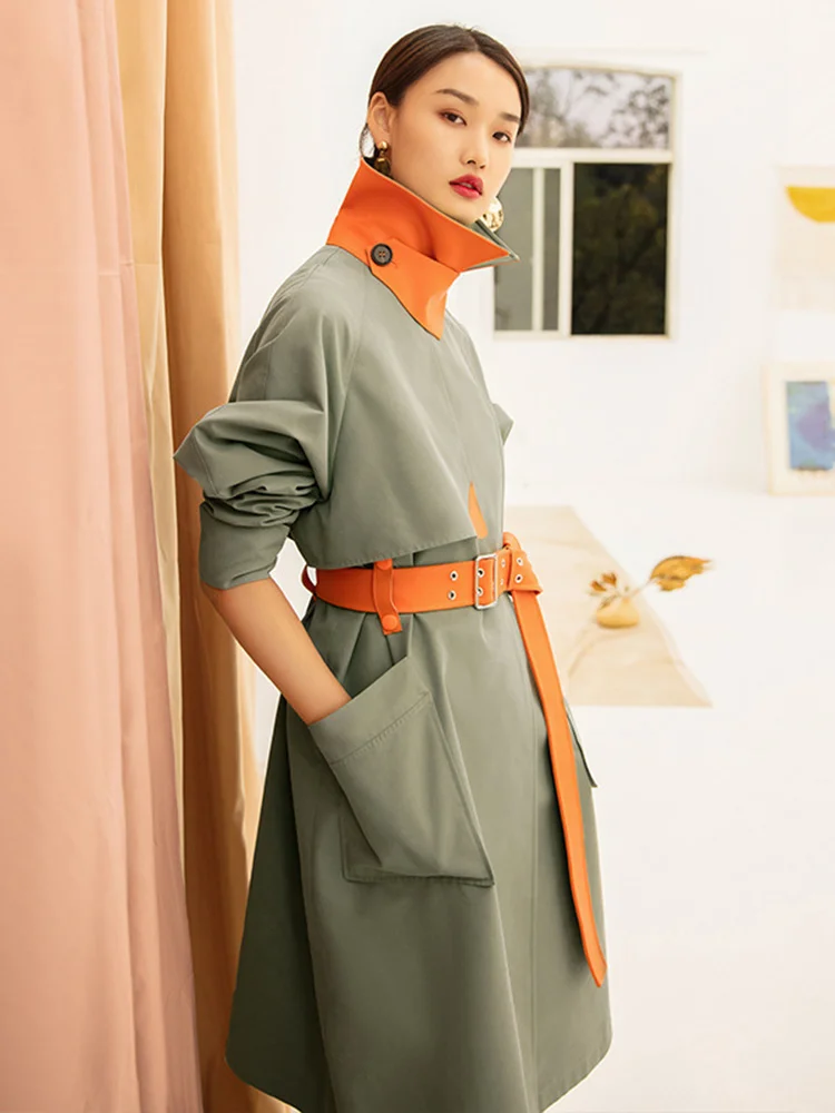 Тренчкот LGRQ женский со шнуровкой модный дизайнерский элегантный контрастный