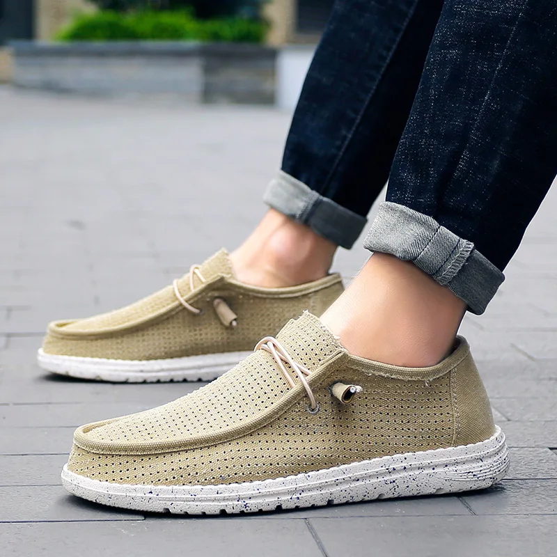 

Spring Autumn High Quality Fashion Slip-on Men's Canvas Shoes Breathable Lightweight Comfortable Summer Male Casual Lazy Flat