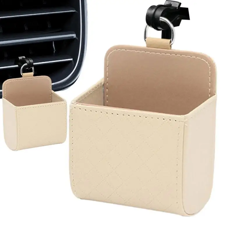 

Car Vent Storage Bag For Car PU Leather Air Vent Storage Bag Car Air Vent Organizer For Phone And Sunglasses Snack Pouch