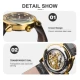 Winner Casual Design Skeleton Watches Men's Retro Style Mechanical Watch Genuine Leather Man Military Wristwatch Golden Reloj Other Image