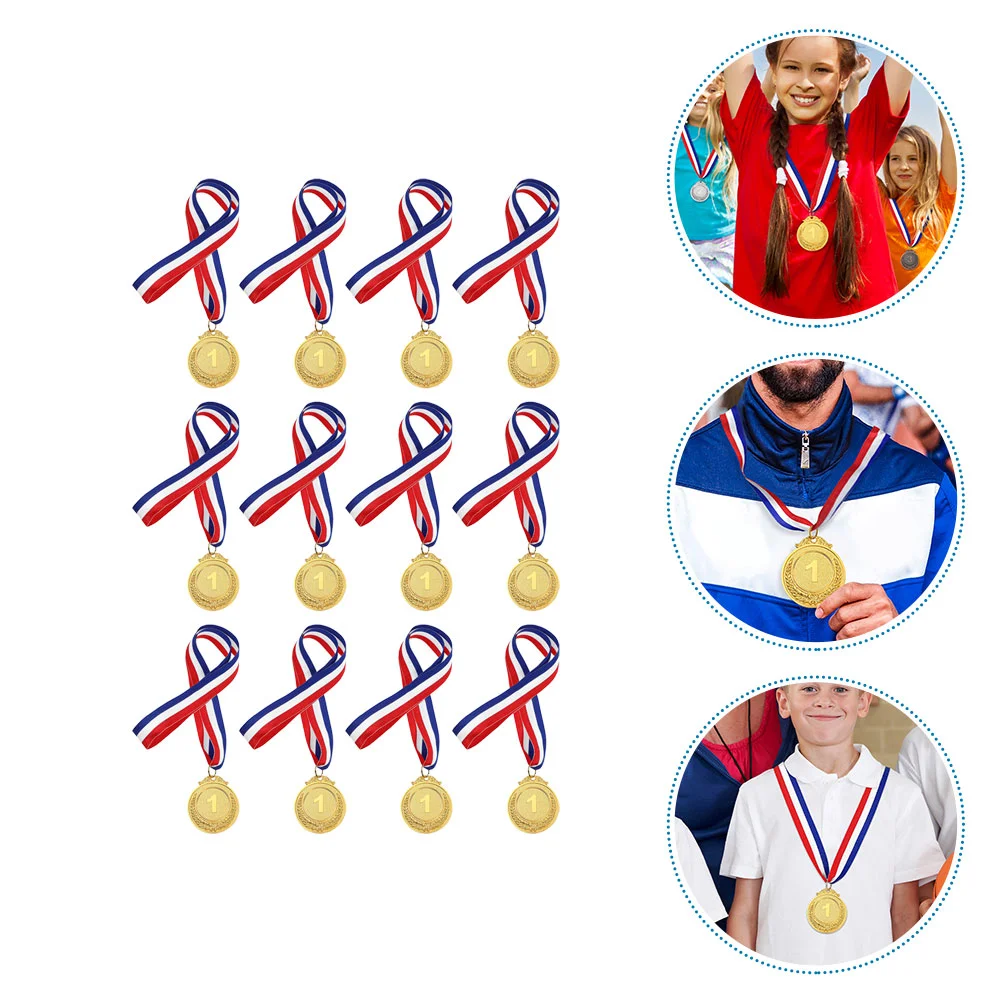 

12pcs Competition Awards 1st 2nd 3rd Place Award Medals Style Award Medal for Sports Competitions Party Favor Golden