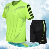 plus size tracksuit men summer mens sports suit short sleeved simple quick drying running suit fitness wear
