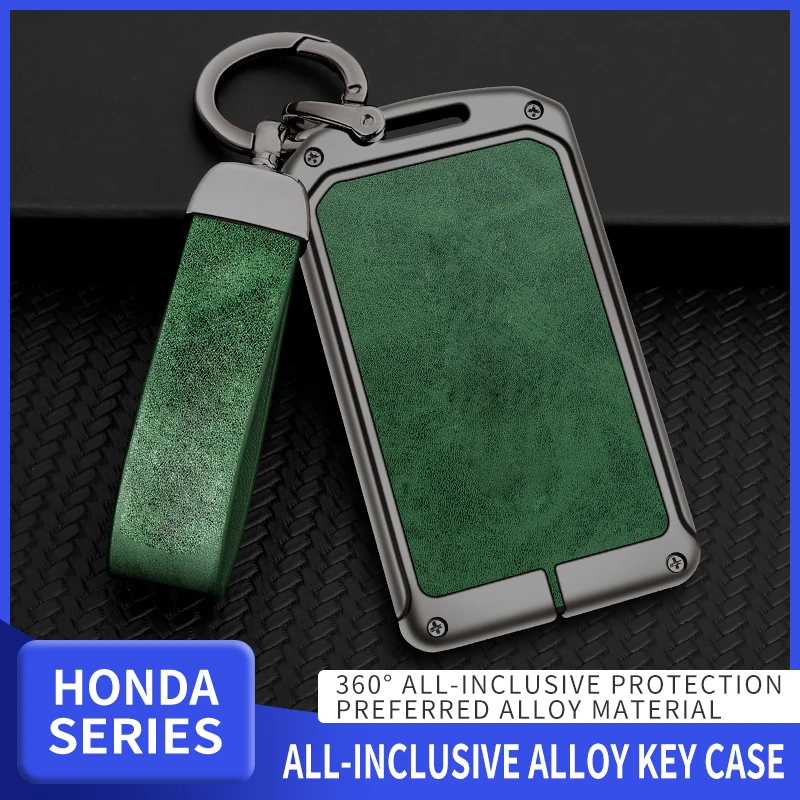 

Кожаный чехол для автомобильного ключа из цинкового сплава для Honda Serise, защитный чехол для смарт-карты, чехол для ключей, брелок с логотипом, ...