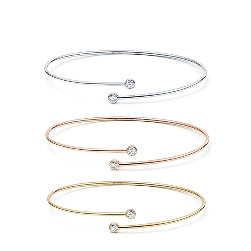 

Женское кольцо с фианитом, оригинальный браслет с подвеской в один ряд, 1:1