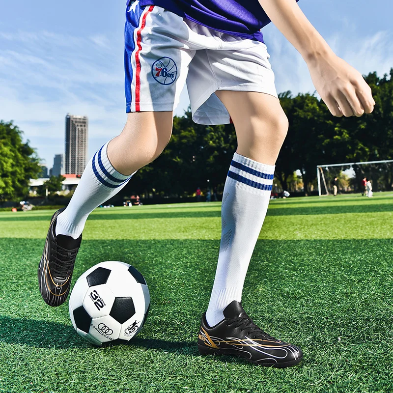 Professional Football Sneakers for Men Fashion Cool Long Spikes Soccer Shoes Outdoor Running Sports Shoes Size 32-47