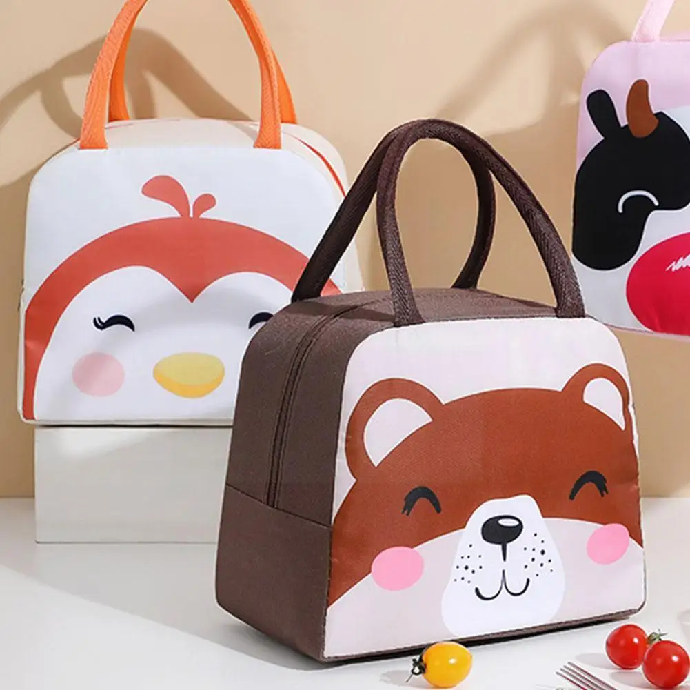 

Cartoon Lunch Bag Tote Insulated Box Package Animal Print Food Storage Cute Waterproof Cooler Bag For Women Kids Child H0e0