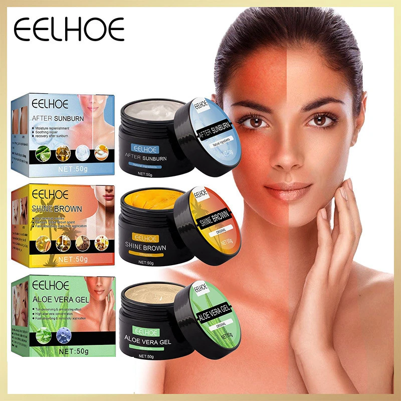 

EELHOE Tanning Cream Aloe Vera Gel Summer Beach Bronzer Booster Skin Sunburn Repair Gel Facial sunscreen Skin Care Beauty Health