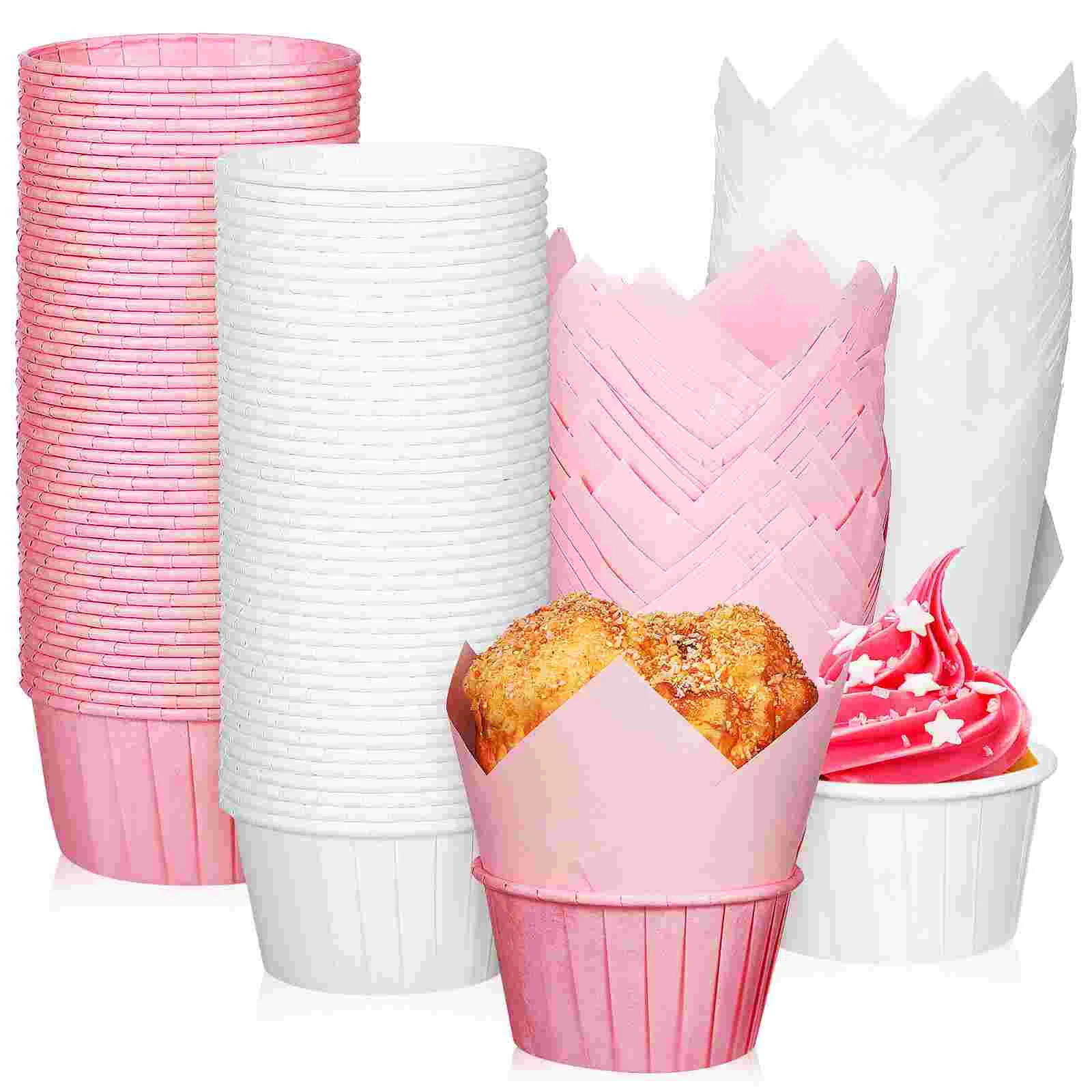 

200 Pcs Mini Muffin Papers Baking Liners Holders Tulip Cups Cupcake Cases Wrappers Wedding