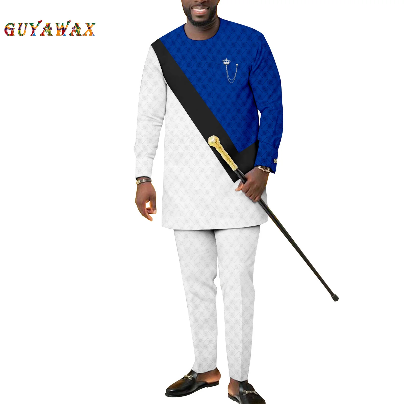 

African Traditional Clothes for Men Casual Outfits Bzain Rich Set Dashiki Tops and Ankara Pants Set Tribal Tracksuit Plus Size