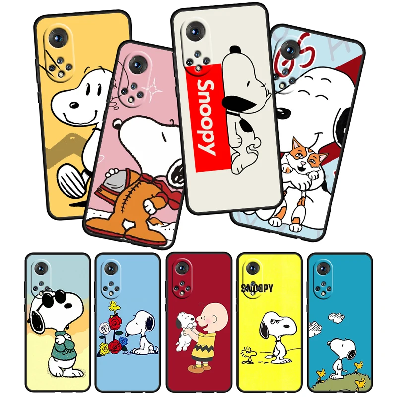 

Snoopy Cartoon Cute Dog For Honor 60 50 30 20 Pro Plus 5G Funda Coque Capa Magic3 Play5 5T Soft Silicone Black Phone Case Cover