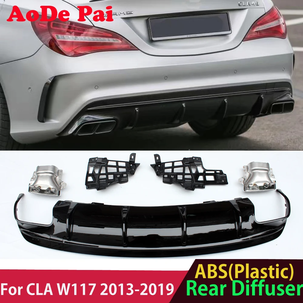 

CLA45 AMG Style Rear Diffuser + Stainless Steel Exhaust Tips for Mercedes CLA Class W117 C117 X117 CLA200 CLA260
