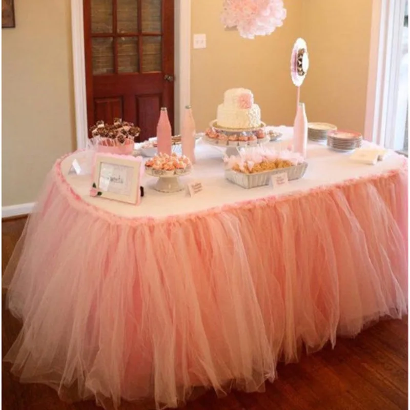 

Mesh Tulle Table Skirt DIY Tutu Tableware Skirts For Wedding Birthday Table Decoration Baby Shower Favors Party Home Textile