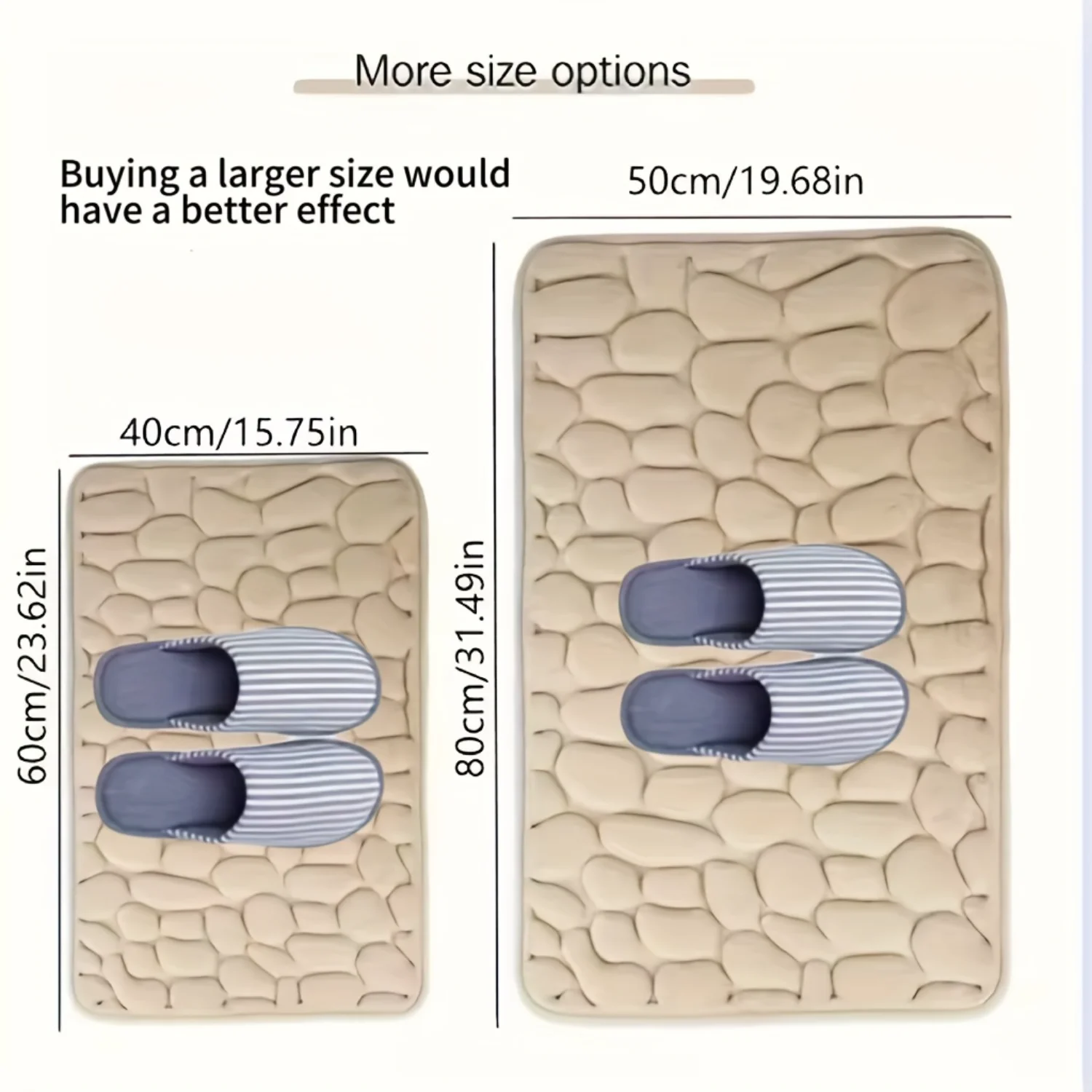 1pc Memory Foam Bathroom Floor Mat Pebble Embossed Quick-drying And Washable Non-slip Thick Soft Comfo
