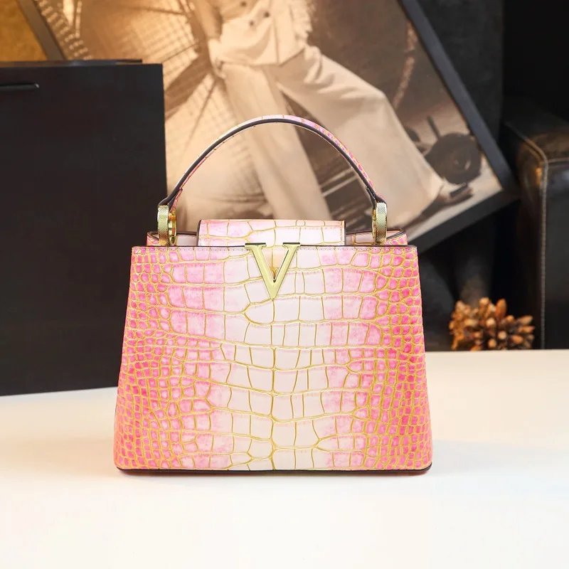 

Genuine leather crocodile pattern new high-end single shoulder crossbody handbag