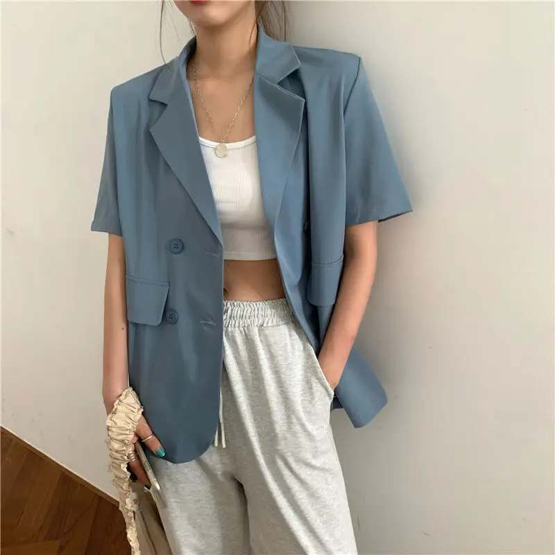 

Summer Thin and Versatile Loose Suit Coat Women's Net Red Suit Temperament Foreign Style Fashion Top