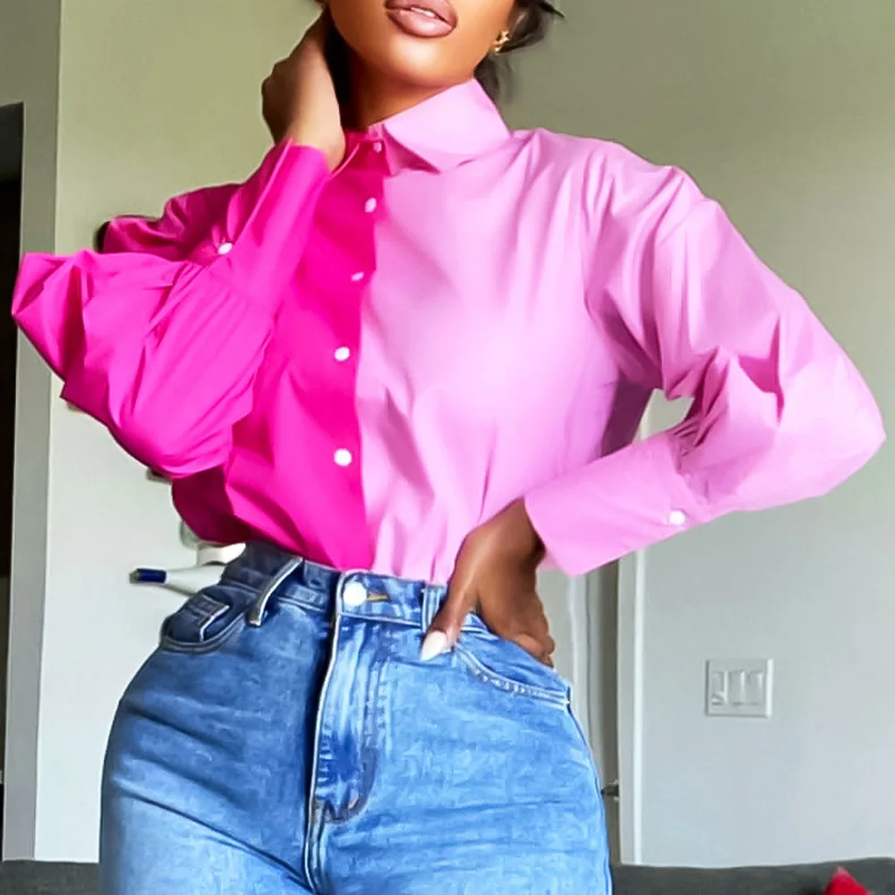 

Блузка женская из денима, с длинным рукавом и высокой талией