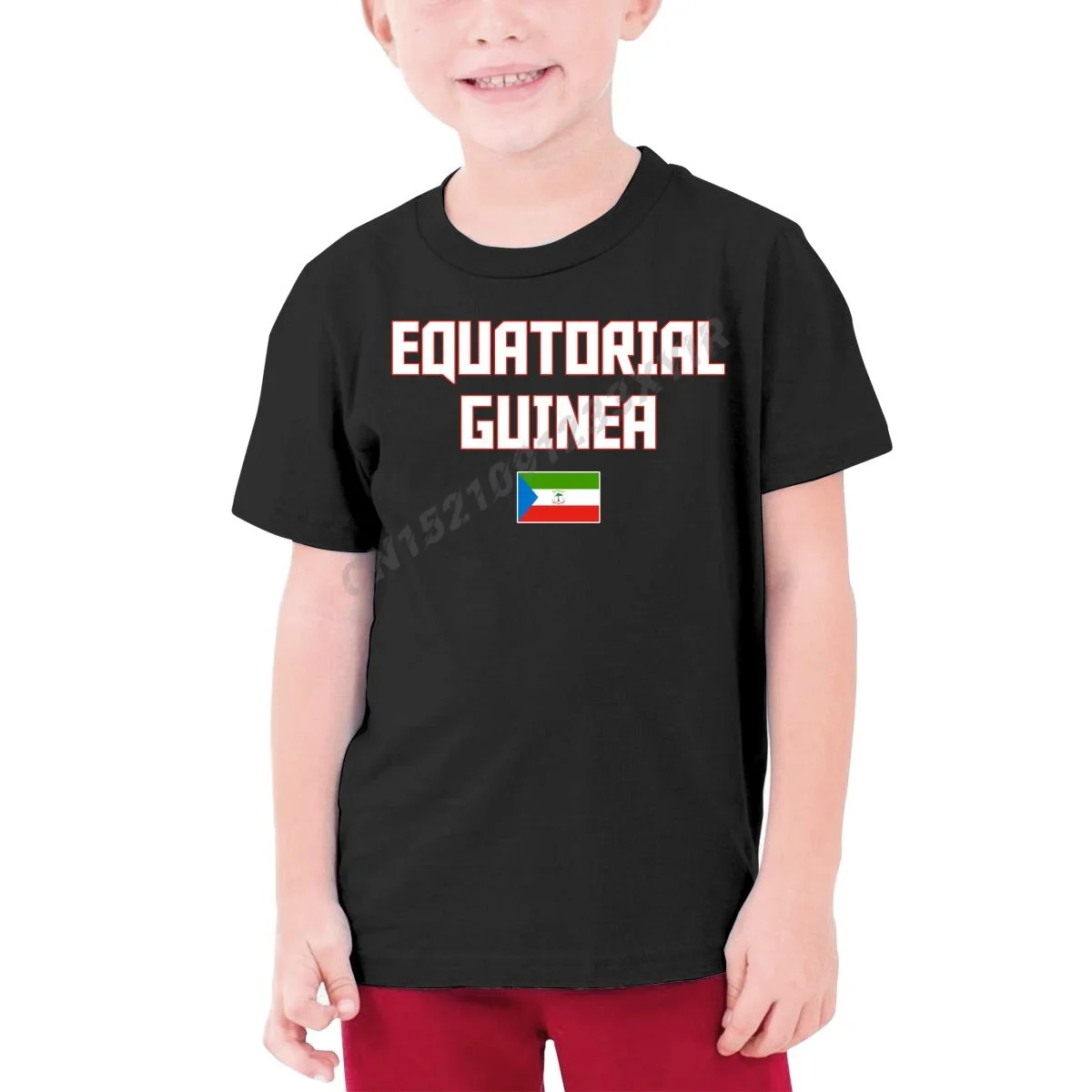 

Детская футболка с Экваториальным флагом Гвинеи, Детская футболка из 100% хлопка, Молодежная Футболка с круглым вырезом и коротким рукавом, ф...