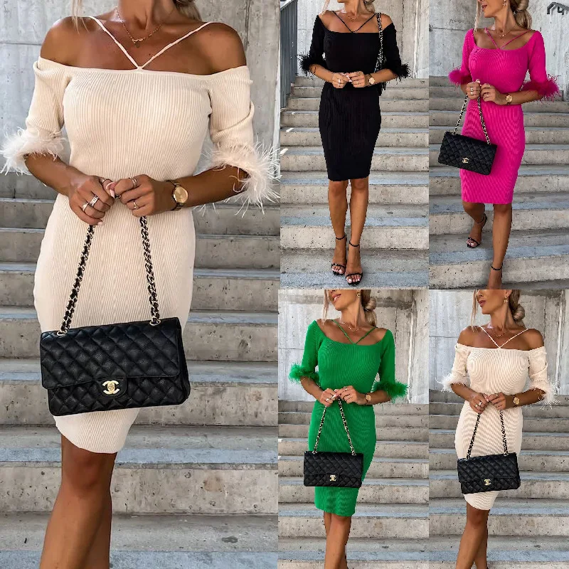 

Новинка 2023, осенне-зимнее платье, сексуальное женское кремово-цветное нагрудное платье со светодиодной подсветкой