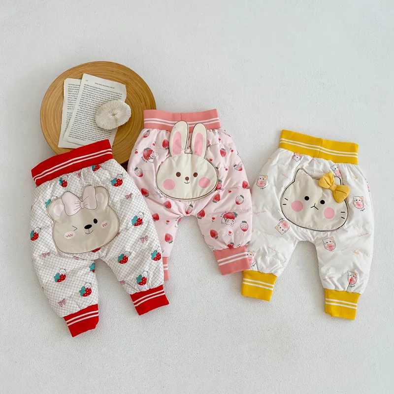 

HAYANA Winter Baby Pants Infant Cartoon Print Thickened Trousers Toddler Warm Cute Bloomer