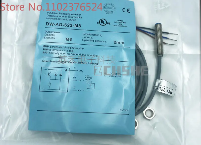

3 pieces Inductive Proximity Switch DW-AD-623-M8 DC Three Wire PNP Normally Open Sensor