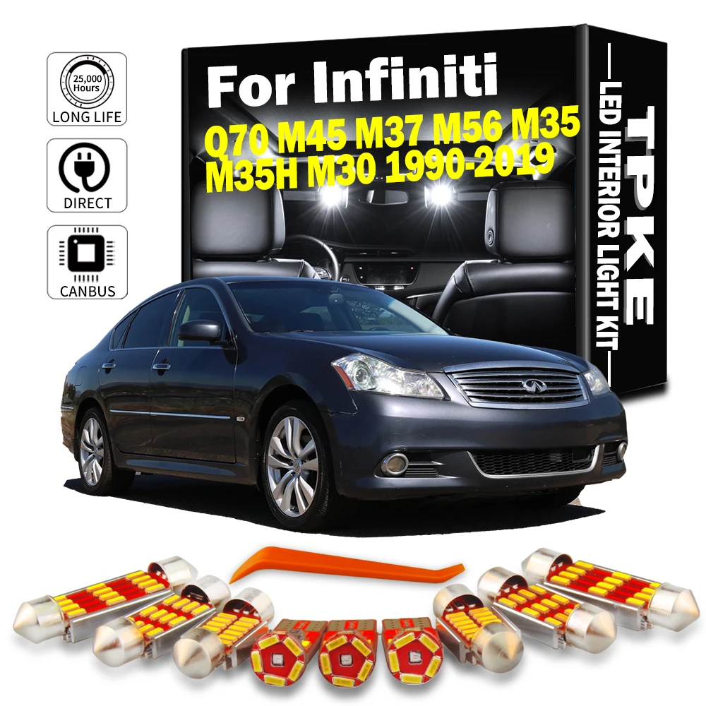 TPKE Canbus для Infiniti Q70 M45 M37 M56 M35 M35H M30 1990-2019 комплект светодиодного освещения для салона автомобиля Карта Купол багажник номерной знак лампа