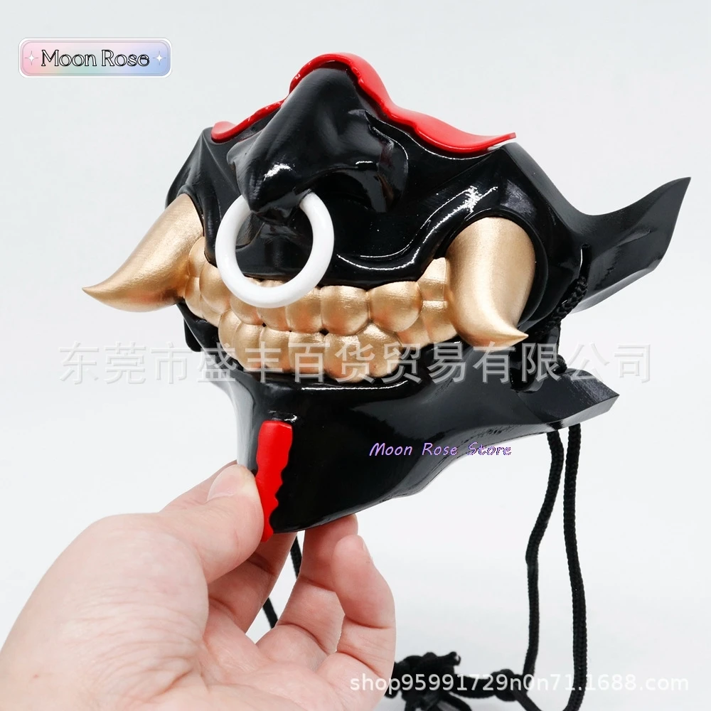 Раху аниме косплей реквизит маска черный длинный парик с прямыми волосами