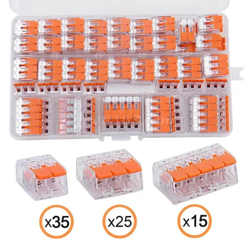 

75Pcs Electrical Lever Wire Connectors 2 Port 3 Port 5 Port Electric Cable Clamp Mini Quick Wire Terminal Connector Drop Ship