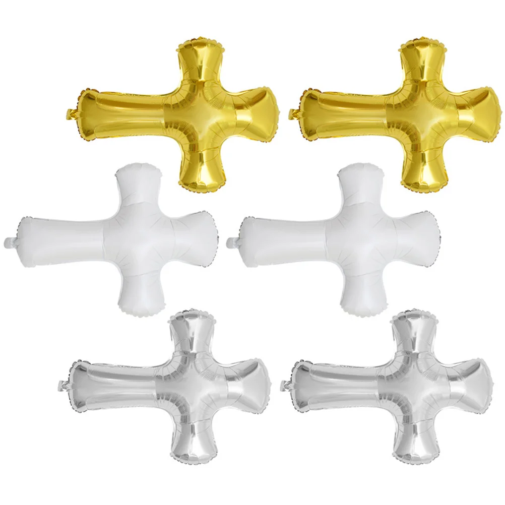 

6 Pcs Cross Balloons Baptism Home Supplies Goods Decor Ornament Birthday Decorative Party Wedding
