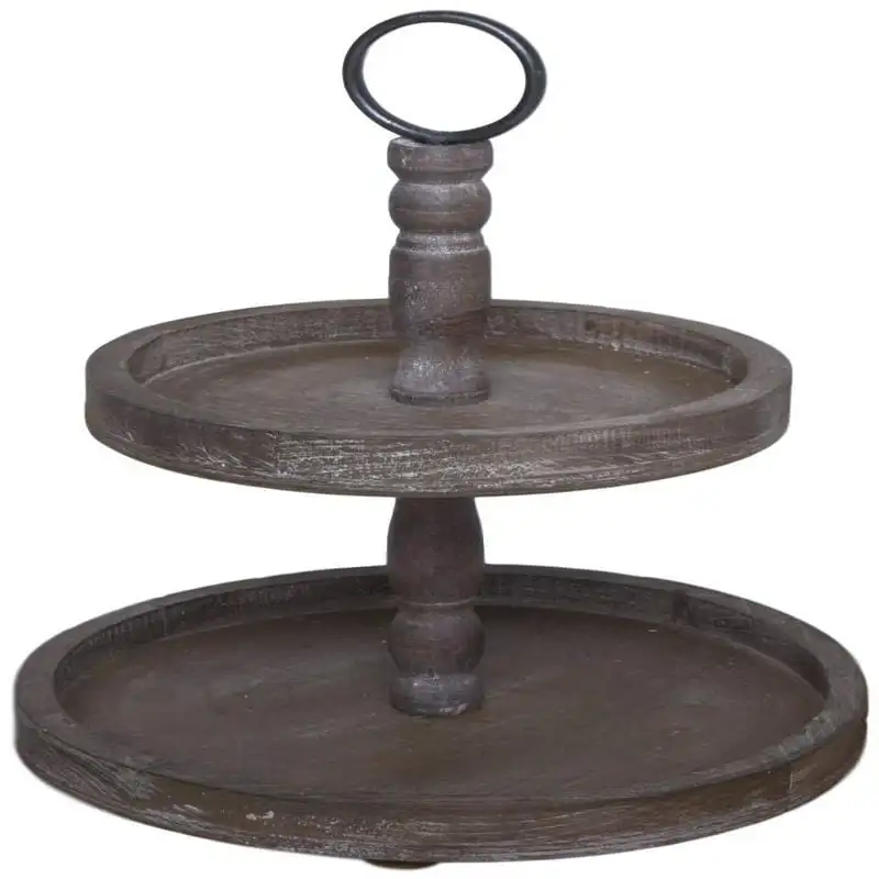 

2-Tier Tray Stand Cake, Cupcake, Cookie, Food and Party Display - Brown