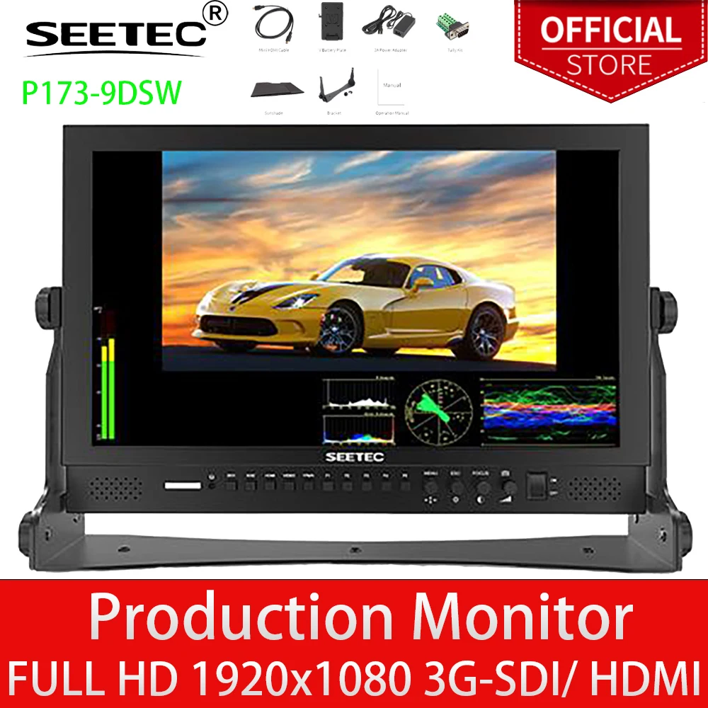 Монитор производства Seetec 17,3 дюйма 3G-SDI/ HDMI с FHD 1920x1080 векторным прицелом, гистограмма P173-9DSW
