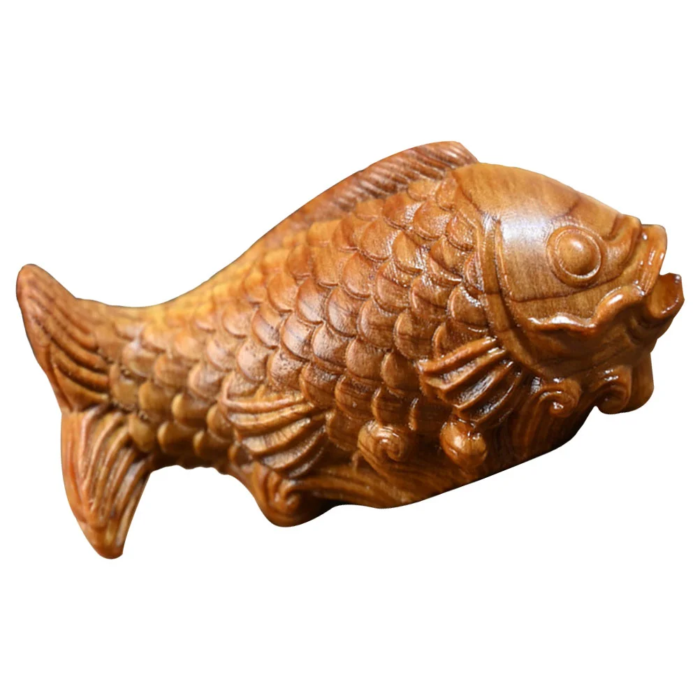 

Wooden Fish Figurine Delicate Carved Fish Ornament Home Tabletop Decor