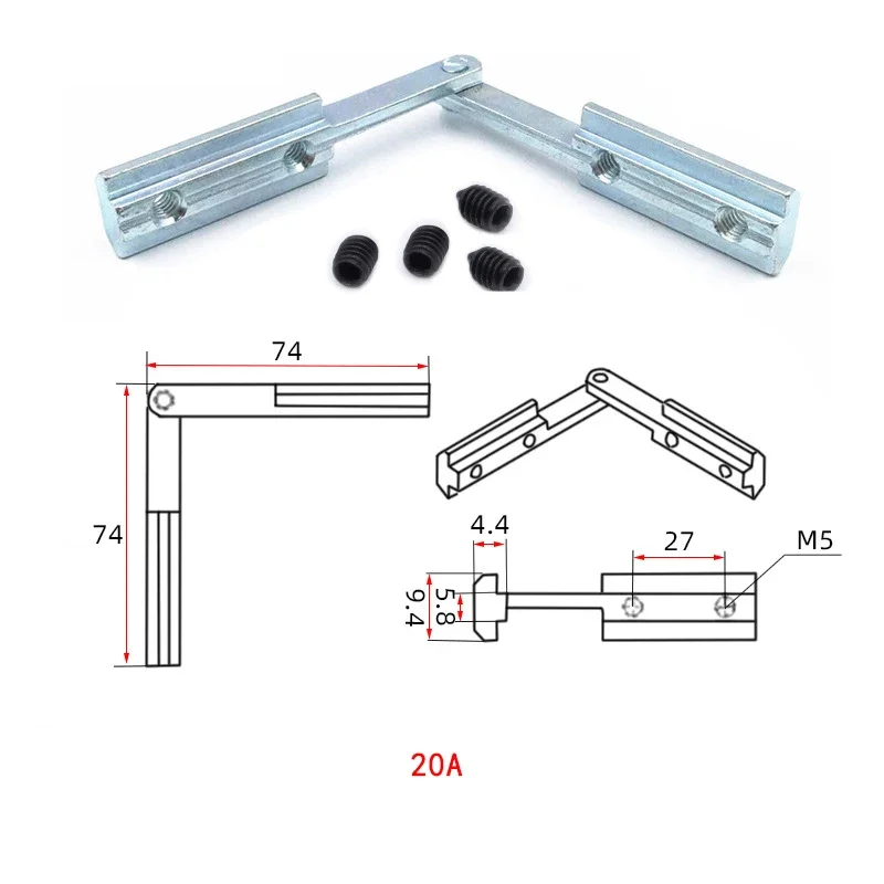 Крепеж соединительного кронштейна алюминиевого профиля скошенная канавка винт
