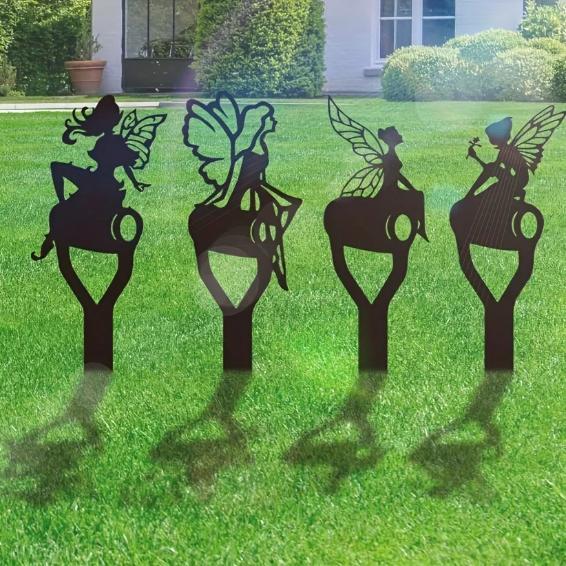 Фотофон для сада: деревенский Сказочный садовый колышек с эльфом на лопатке