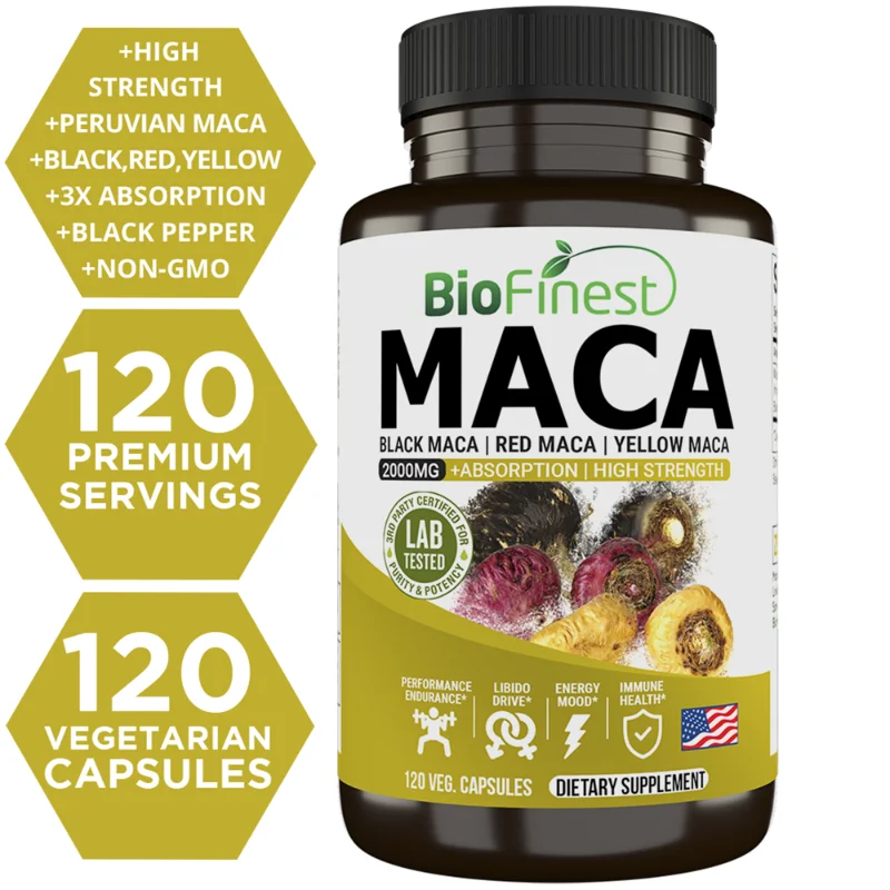 

Organic Maca Root Capsules and Ashwagandha - Stamina, Energy, Mood Support Supplement - Maca Root Capsules for Men and Women