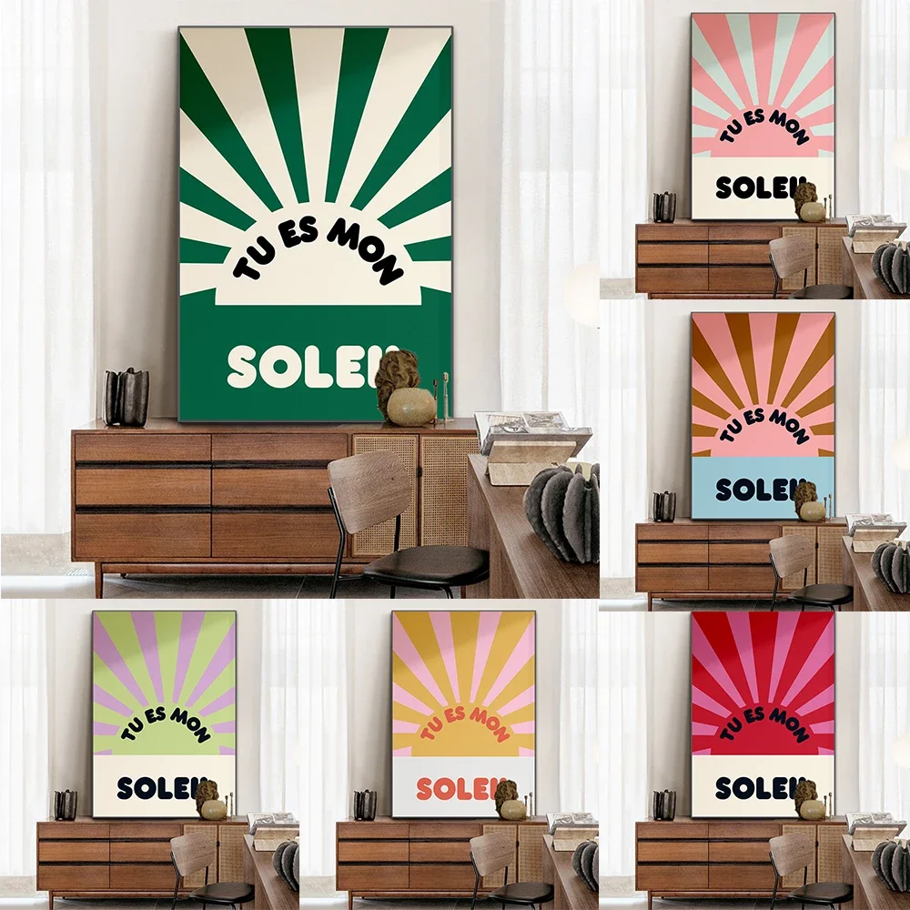 Плакат середины века Sunshine TU ES MON SOLEIL французская цитата с любовью фотографии