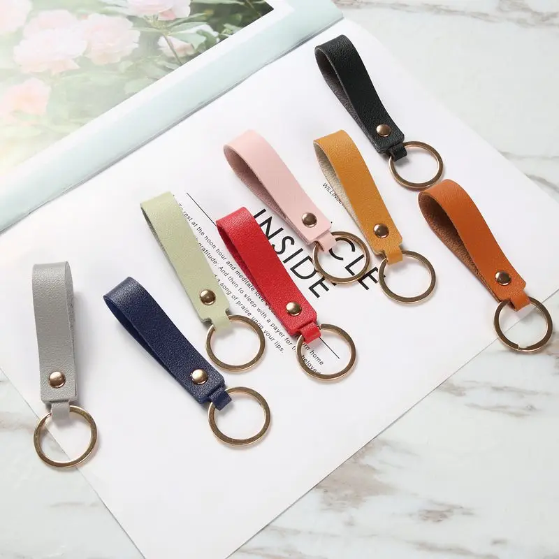 

10 Pieces/Batch of Leather Keychains Simple Business Gifts Metal Pendants Car Keychains