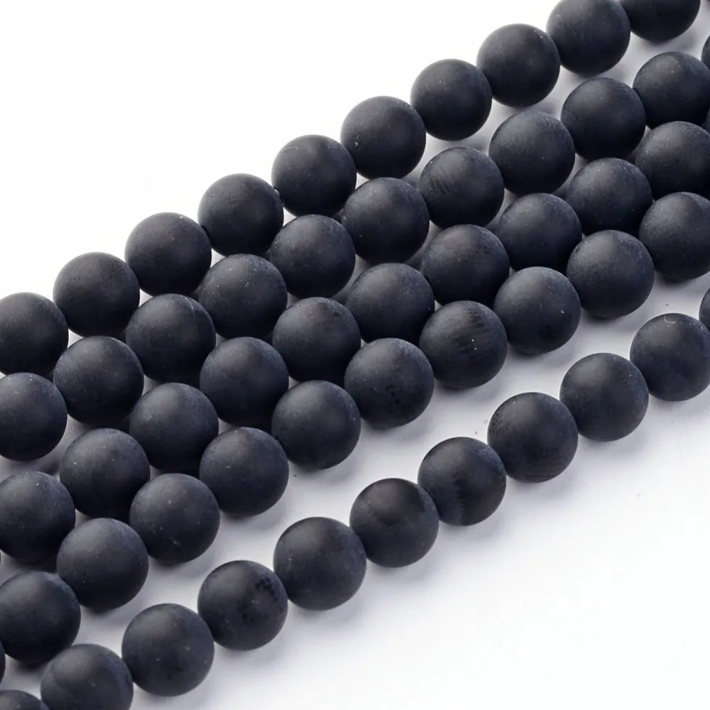 

1Strand Natural Grade A Black Agate Beads Strands Round Frosted 6mm Hole: 1mm about 65pcs/strand 15.5 inch
