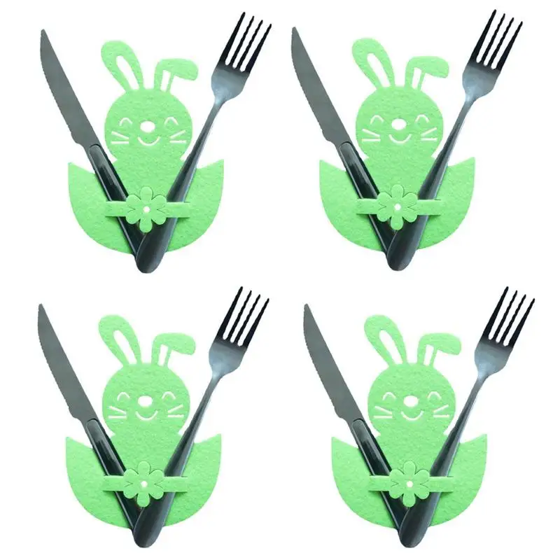 

Easter Cutlery Holder 4pcs Flatware Pocket Silverware Bag Utensil Holder Cutlery Pouch Knife Fork Tableware Bags For Wedding