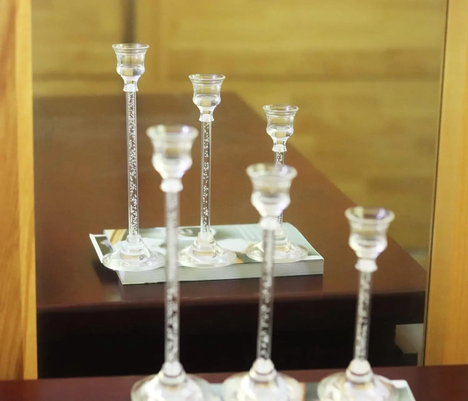 Набор Акриловых Подсвечников Из 3-х Прозрачных Конусообразных Украшений Для