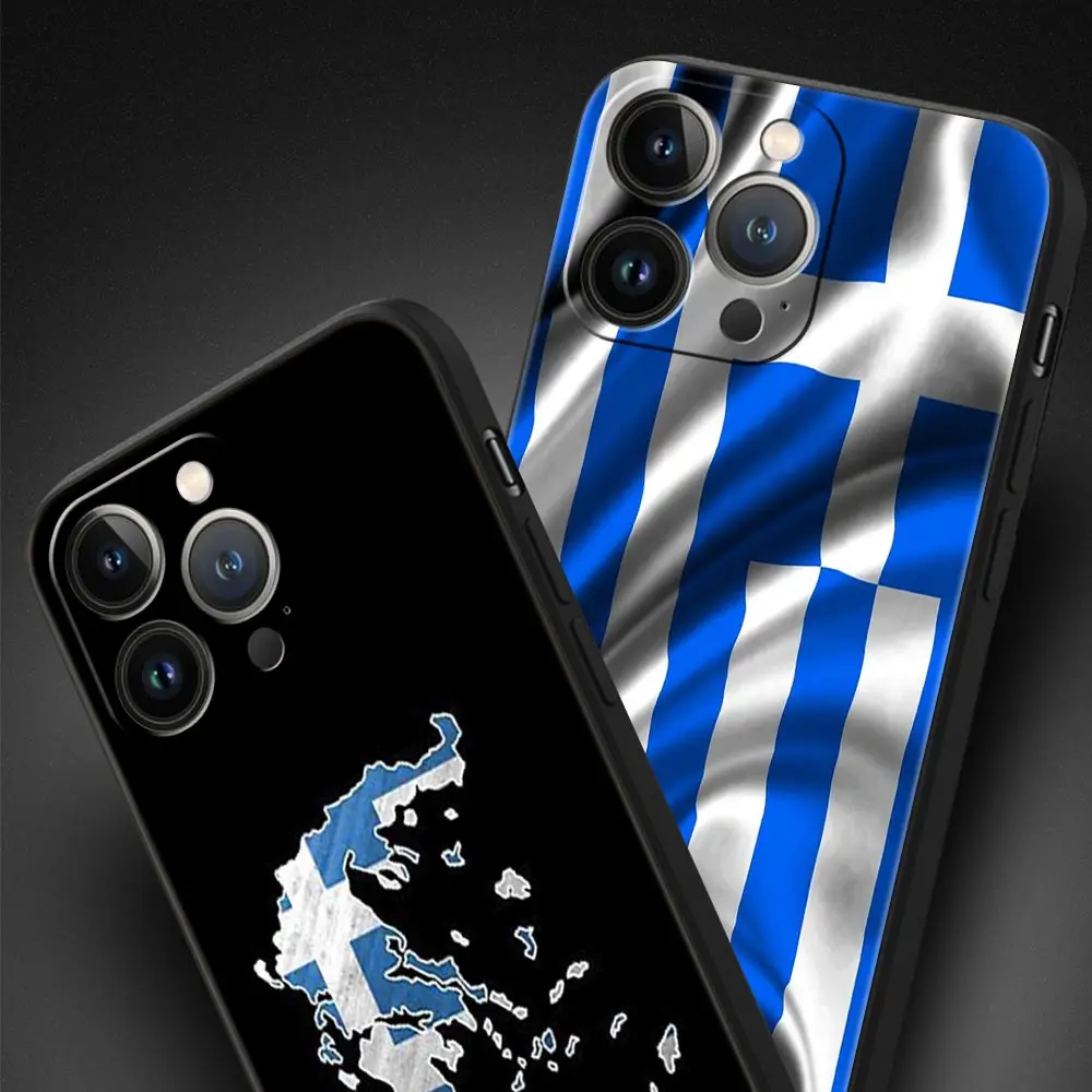 Фото Чехол для телефона iPhone 17 Pro Max 16 15 14 13 12 11 Pro Max Plus 17AIR, противоударный, из мягкого ТПУ, с флагом Греции №3