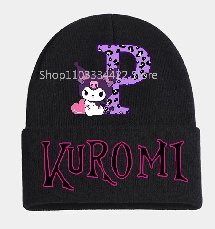 Лидер продаж шапка-бини Kuromi женская милая шапка с мультяшным принтом и буквами A-Z