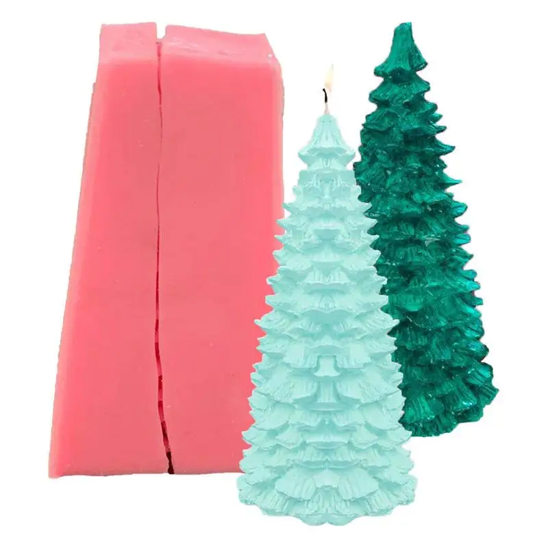 

Christmas Tree Candle Mold Christmas Tree Mold For Fondant Silicone Wax Moulds For DIY Cake Decorating Candy Pudding Ice Cream