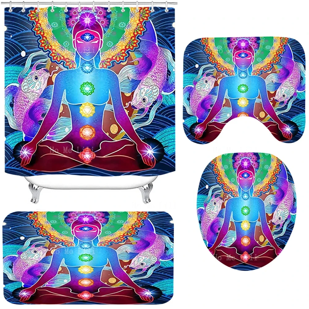 Чакра Йога Медитация Японская волна Рыба Мандала Цветок Психоделические